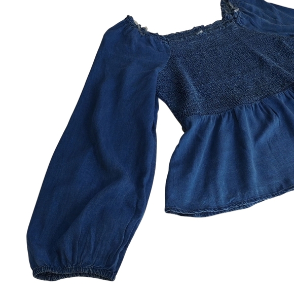 Old Navy Women's Blue Square Neck Smocked Bodice Blouse Size X-large NWT - Picture 6 of 11